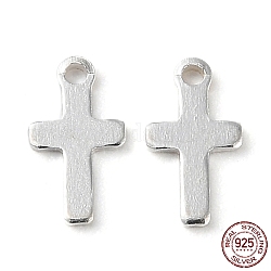 925 Sterling Silver Cross Chain Extender Drops, Chain Tabs, Silver, 7x3.5x0.4mm, Hole: 0.7mm