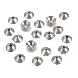 304 Edelstahl Perlenkappen, apetalous, Halbrund, 4x1 mm, Bohrung: 0.5 mm, 5000 Stück / Beutel