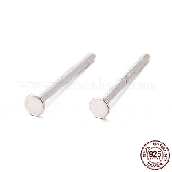 925 серебряная фурнитура для плоских серег-пусетов, столбики для сережек с 925 маркой, серебряные, лоток : 2 мм, 11.5 мм, штифты : 0.8 мм