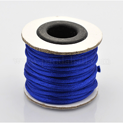 Макраме Rattail китайские шнуры узел приготовления круглый нейлон плетеный строк темы, атласный шнур, синие, 2 мм, около 10.93 ярда (10 м) / рулон