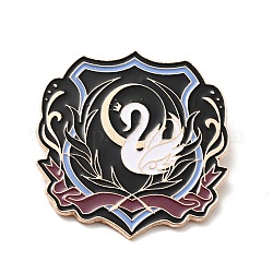 Swan Enamel Pin, Academy Theme Alloy Badge for Backpack Clothes, Rose Gold, Black, 50.5x49x1.5mm