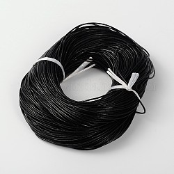 Cordón de cuero de vaca, cable de la joya de cuero, material de toma de diy joyas, redondo, teñido, negro, 1.5mm