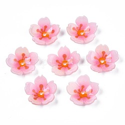 Abalorios de plástico, flor, rosa perla, 17~17.5x18x4.5mm, agujero: 1.6 mm