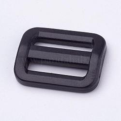 Fibbie di plastica, rettangolo, nero, 26.5x20.5mm, Foro: 3x19 mm