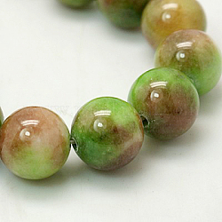 Fili di perline giada, giada bianco naturale, tinto, tondo, colorato, 6mm, Foro: 1 mm, circa 69pcs/filo, 15.7 pollice