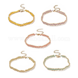 Glass Seed Braided Beaded Bracelet with 304 Stainless Steel Clasp for Women, Mixed Color, 6-7/8 inch(17.5cm)