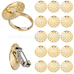 SUNNYCLUE 1 Box 200pcs DIY Brooch Base Finger Ring Findings Blank Brooch Base Set Brooch Sieve Findings Flat Round Discs for Jewellery Making Accessories Women Adult DIY Brooches Rings Craft Gold