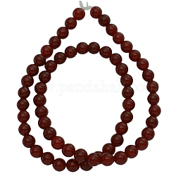 Chapelets de perles de jade blanche naturelle, teinte, ronde, rouge foncé, environ 6 mm de diamètre, Trou: 0.8mm, Environ 65 pcs/chapelet, 15.5 pouce