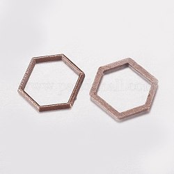 Aleación de enlace rings, hexágono, cobre rojo, 12x14x1mm