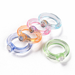 Transparent Acrylic Finger Rings, Mixed Color, US Size 7 1/2(17.7mm)