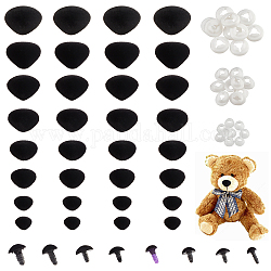 Pandahall elite 80 pz 8 nasi a vite di sicurezza artigianali a triangolo in velluto, forniture per la fabbricazione di bambole artigianali, nero, 7~21mm, 10pcs / style