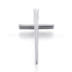 304 Stainless Steel Pendants, Cross, Stainless Steel Color, 18x12x3mm, Hole: 1.5mm
