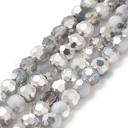 Chapelets de perles en verre électroplaqué, facetté (32 facettes), demi-argenté, ronde, gris ardoise, 6x5mm, Trou: 1.4mm, Environ 100 pcs/chapelet, 20.87'' (53 cm)