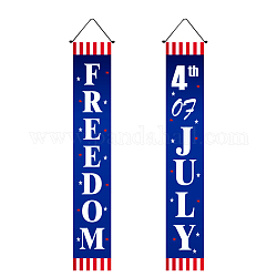 Bandiere rettangolari in poliestere, 4 luglio striscione appeso a tema festa dell'indipendenza, per decorazioni per la casa del festival della festa, blu, 180x30cm
