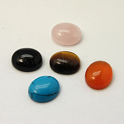 Cabochons en pierres gemmes, ovale, couleur mixte, 12x10x4~5mm