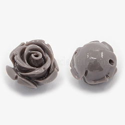 Synthetic Coral 3D Flower Rose Beads, Dyed, Coffee, 10x8mm, Hole: 1mm