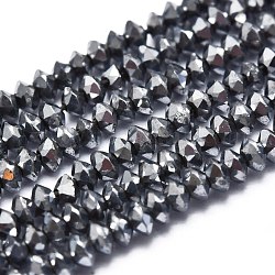 Perles de minerai artificiel terahertz, facette, Toupie, 2.5~3x1.5~2mm, Trou: 0.5mm, Environ 250 pcs/chapelet, 14.96 pouce (38 cm)
