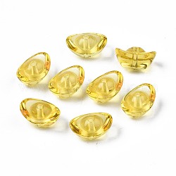 Perle di vetro trasparente, lingotto, oro, 7~8x15x10.5mm, Foro: 1.4~1.6 mm