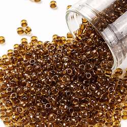 Toho perles de rocaille rondes, Perles de rocaille japonais, (2152) ambre doré foncé transparent, 8/0, 3mm, Trou: 1mm, environ 10000 pcs / livre