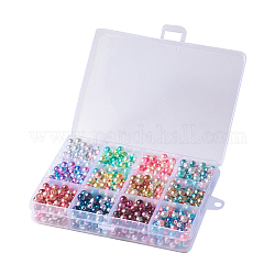 Perle di perle imitazione plastica abs abs, perle di perle a sirena sfumata, tondo, colore misto, 7.5~8x7~7.5mm, Foro: 1.6 mm, 12colors, su 25~30pcs / colore, 300~360pcs/scatola