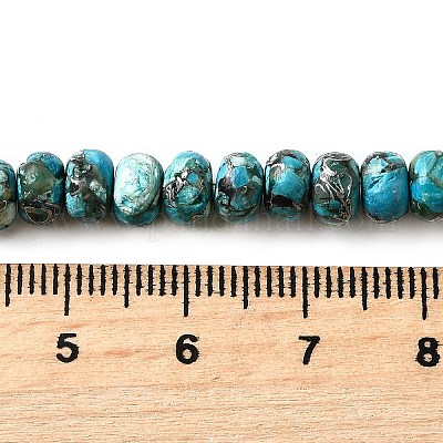 Синтетические серебряные нити бирюзовых бусин G-L617-E03-4x6mm-1