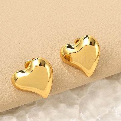 Серьги-гвоздики в форме сердца из нержавеющей стали 304 EJEW-Q011-04G-1
