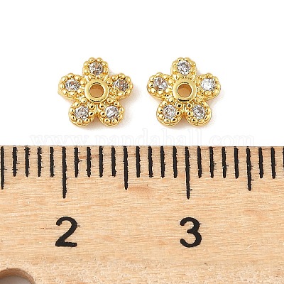 Колпачки для бусин из прозрачного кубического циркония из латуни KK-V015-06G-01-1