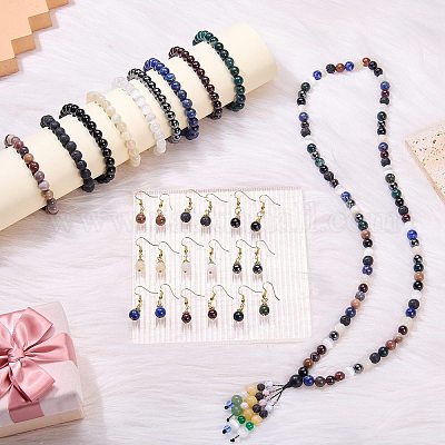 100 шт. круглые бусины из натурального лазурита с прочной эластичной эластичной нитью G-SZ0002-36-1