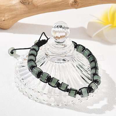 Регулируемые браслеты из плетеных бусин из натурального лабрадорита и немагнитного синтетического гематита BJEW-Z090-01I-1