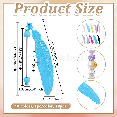 10 шт. 10-х цветные закладки из нержавеющей стали с перьями AJEW-NB0006-91-1