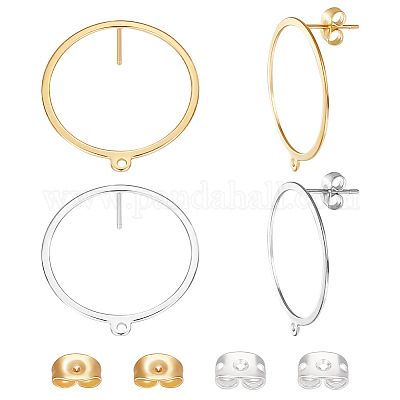 20 шт. 2 цвета 201 нержавеющая сталь круглая фурнитура для сережек-гвоздиков STAS-BBC0002-35-1