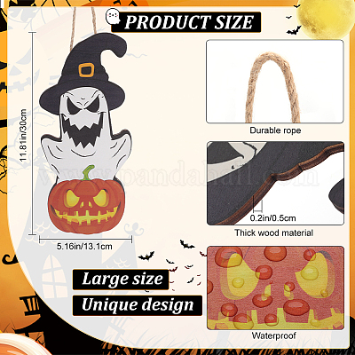 Деревянные подвесные украшения на тему Хэллоуина HJEW-WH0043-56-1