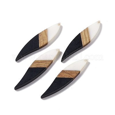 Большие подвески из непрозрачной смолы и орехового дерева RESI-M027-08C-1