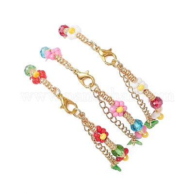 3 шт. браслеты из стеклянных бусин для женщин BJEW-MZ00241-1