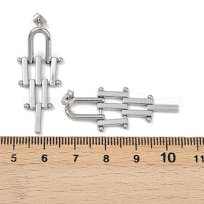 Треугольные серьги-гвоздики с кисточками из латуни EJEW-K309-17P-1