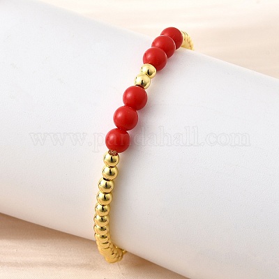 Абс имитация жемчуга круглые бусины эластичные браслеты для женщин BJEW-D317-12B-G-1