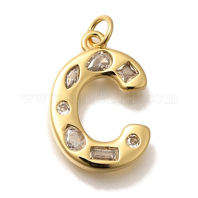 Латунные микропаве прозрачные подвески с фианитом KK-G521-01G-C-1
