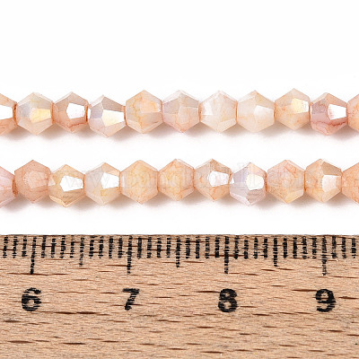 Граненые гальванические непрозрачные стеклянные бусины GLAA-T025-4mm-09A-1