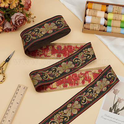 Лента жаккардовая из полиэстера в национальном стиле для аксессуаров одежды OCOR-WH0097-41-1