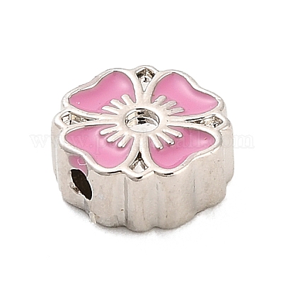 Оправы для цветочных бусин из латуни с эмалью и стразами KK-H527-01P-03-1