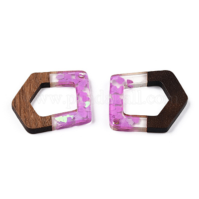 Подвески из прозрачной смолы и ореха RESI-N039-61A-1