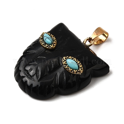 Подвески из натурального обсидиана и синтетической бирюзы G-Z090-02G-04-1
