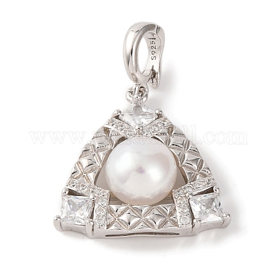 Подвески из чистого серебра 925 пробы с родиевым покрытием и прозрачным микропаве циркония STER-C009-15P-1