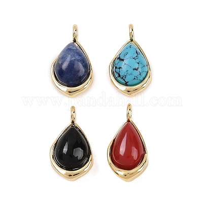 Подвески-слезинки из натуральных и синтетических смешанных драгоценных камней KK-B157-33G-1