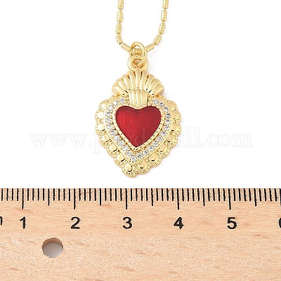 Латунные микропаве прозрачные кубические цирконии ожерелья с подвеской в виде испуганного сердца NJEW-D306-05G-1