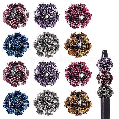 12 шт. 6-х цветные бусины из полимерной глины ручной работы со стразами CLAY-PH0002-08-1