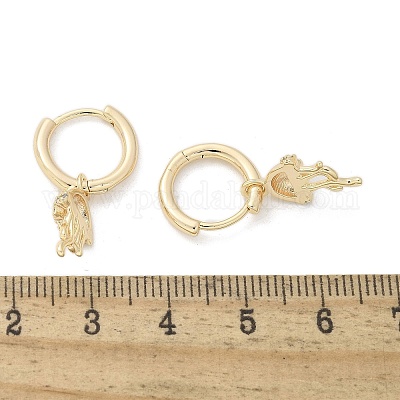 Серьги-кольца из латуни с прозрачным фианитом EJEW-Q014-04G-1