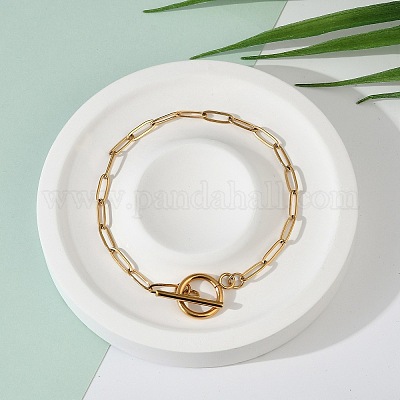 Ионное покрытие (ip) 304 нержавеющая сталь скрепки цепочка браслеты BJEW-O186-02G-1