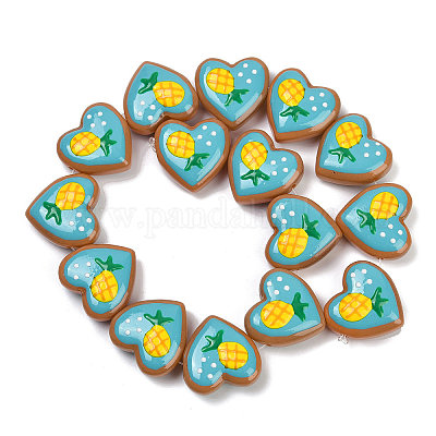 Нити бусин-лэмпворк в форме сердца ручной работы LAMP-P069-04A-05-1