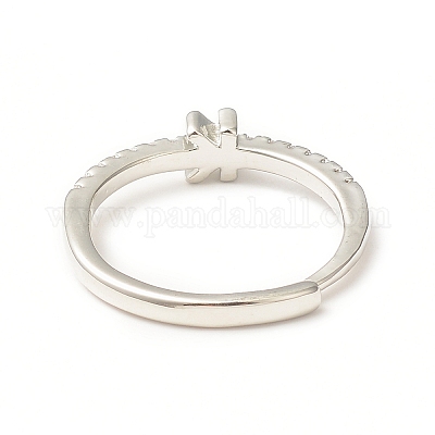 Прозрачное регулируемое кольцо с буквой из прозрачного циркония RJEW-C052-01P-K-1